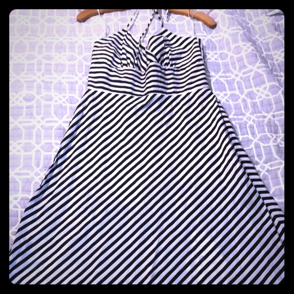 White House Black Market striped midi dress